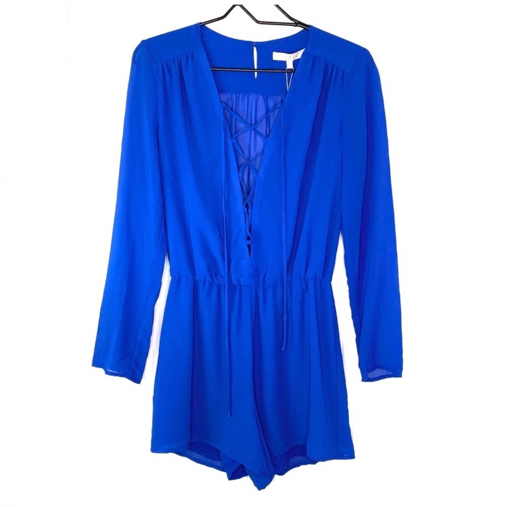 💎WAYF Blue Sheer Long Sleeve Romper. 💎Size Large NWT💎 - Picture 1 of 8